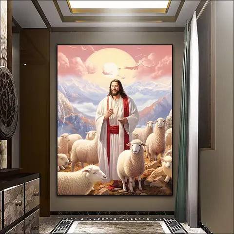Jesus Portrait Christianity Decor Painting on Canvas Arts Murals Modern Religion Arts Led Diamond Painting