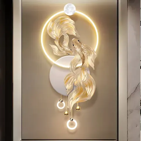 Koi Fish Acrylic LED Paintings Background Wall Glowed LED Painting UV Precision-engraved Wall Decor Paintings