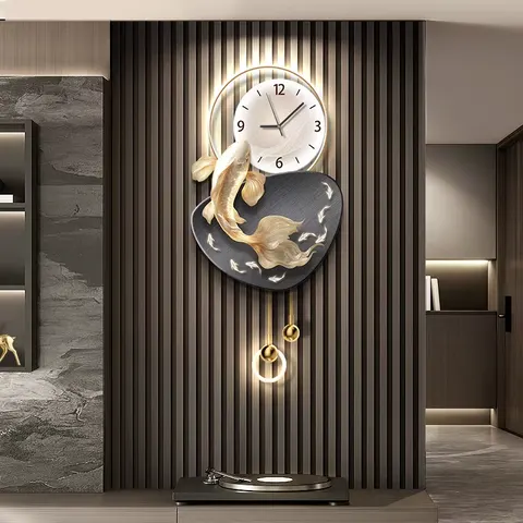 Koi Wall Art Home Decor Painting UV Engraving Nine Fish Diagram Entrance Hall Acrylic LED Painting