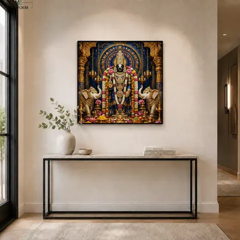 Krishna Wall Decor Balaji Canvas Painting Hindu Deity Decor Indian Religious Art Entryway Spiritual Decor Painting