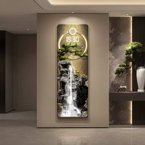 山水 单幅 装饰画 现代简约 玄关背景墙挂画 LED带灯画