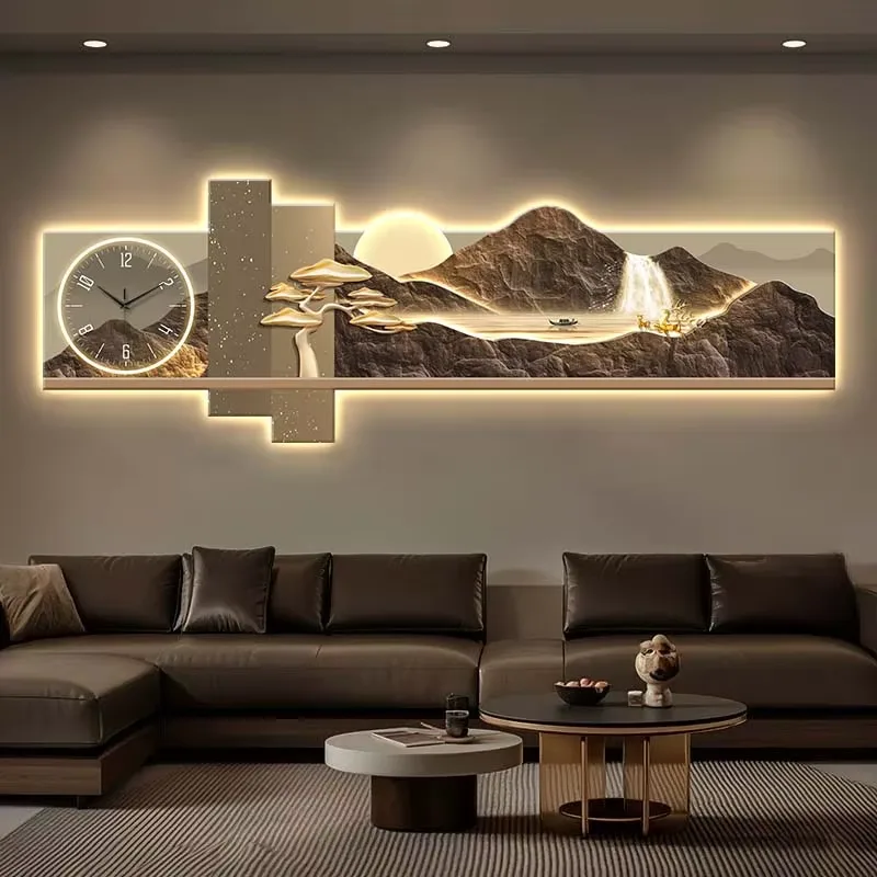 Landscape Entrance Hall Art Home Decoration Wall Art Sofa Background Wall  LED Glowed Crystal Porcelain Painting