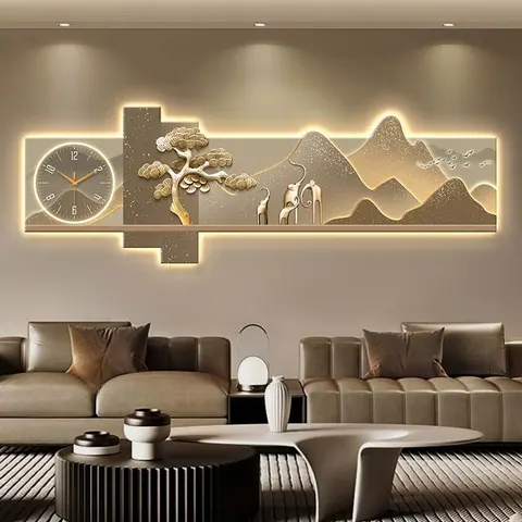Landscape Entrance Hall Art Home Decoration Wall Art Sofa Background Wall  LED Glowed Crystal Porcelain Painting