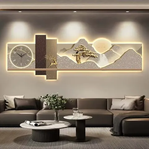 Landscape Entrance Hall Art Home Decoration Wall Art Sofa Background Wall  LED Glowed Crystal Porcelain Painting