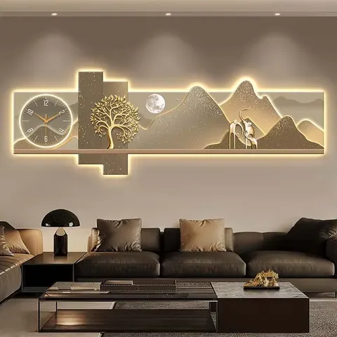 Landscape Entrance Hall Art Home Decoration Wall Art Sofa Background Wall  LED Glowed Crystal Porcelain Painting