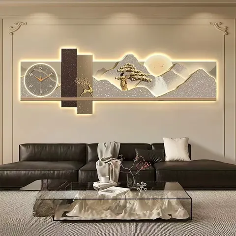 Landscape Entrance Hall Art Home Decoration Wall Art Sofa Background Wall  LED Glowed Crystal Porcelain Painting