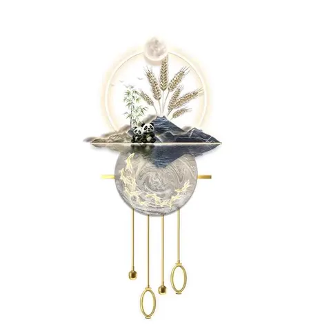 Landscape Greeting Pines Hanging Pictures LED Light Decorative Painting Crystal Diamond Mural Panda Landscape Painting