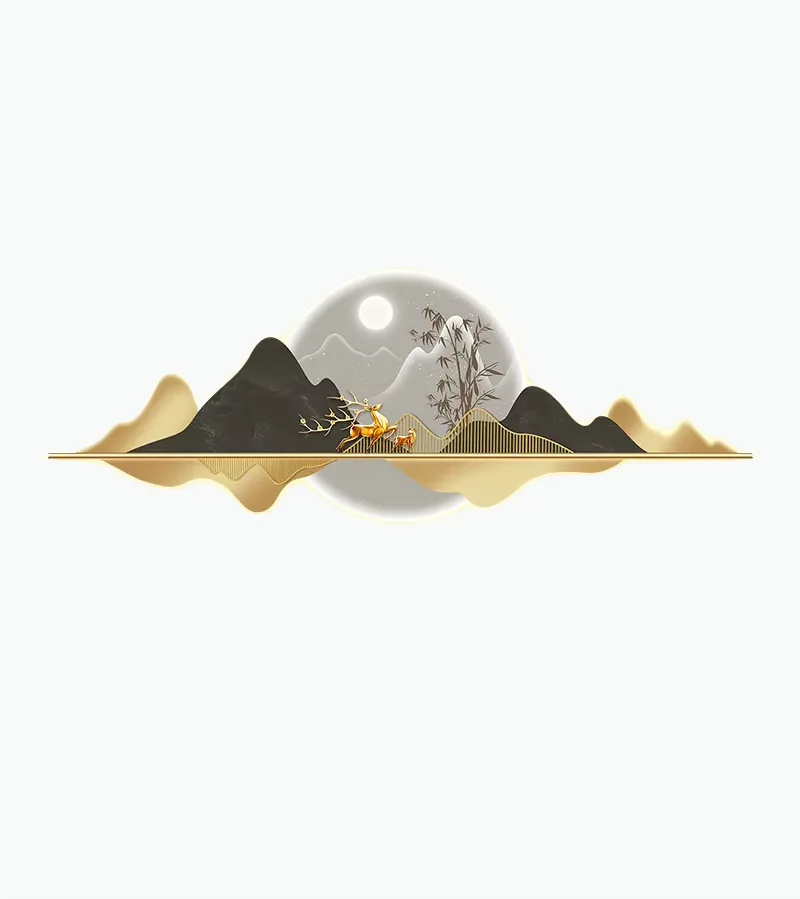 山水 单幅 装饰画 现代简约 客厅背景墙挂画 LED带灯画