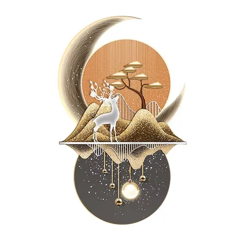 山水 单幅 装饰画 现代简约 客厅背景墙挂画 LED带灯画