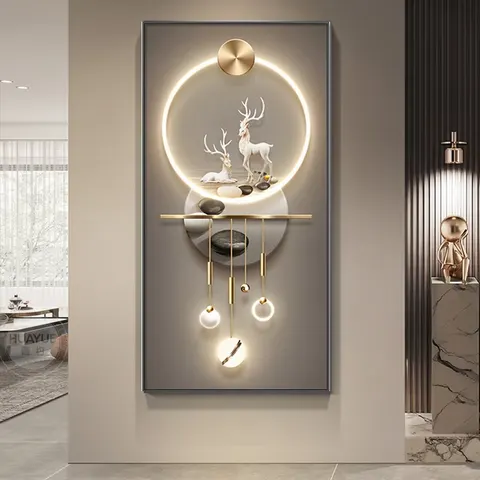 抽象 单幅 装饰画 现代简约 玄关背景墙挂画 LED带灯画
