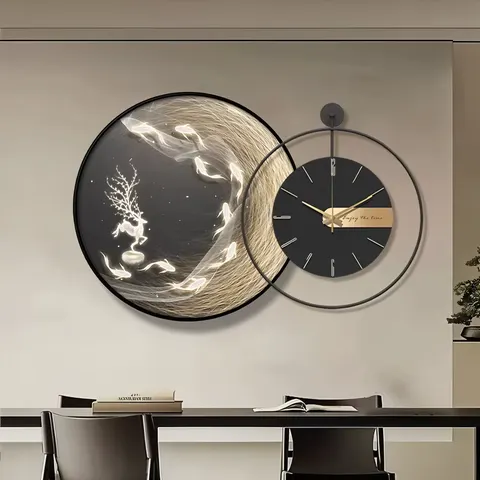 Latest Fad Modern Simple Landscape Mural Led Light Painting Crystal Porcelain Painting Wall Art Home Decor Wall Clock