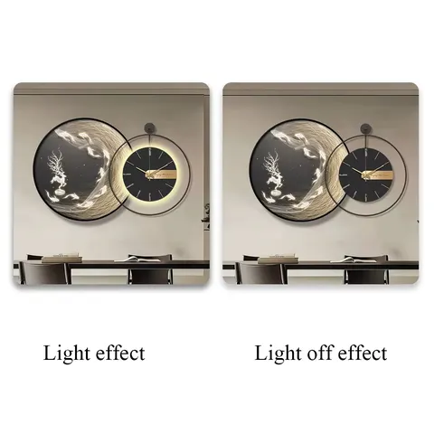 Latest Fad Modern Simple Landscape Mural Led Light Painting Crystal Porcelain Painting Wall Art Home Decor Wall Clock