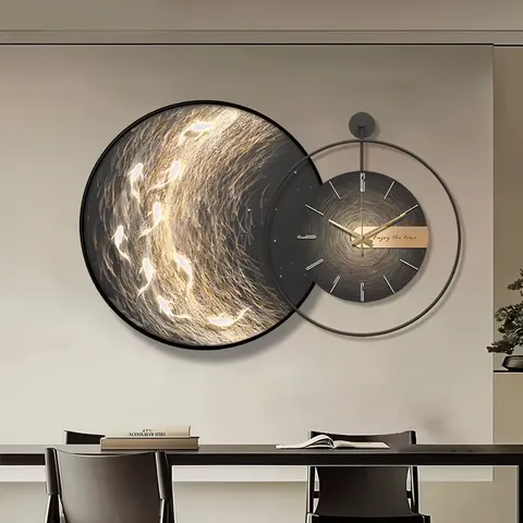 Latest Fad Modern Simple Landscape Mural Led Light Painting Crystal Porcelain Painting Wall Art Home Decor Wall Clock