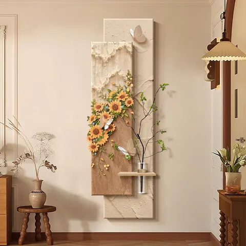 繁花 单幅 装饰画 现代简约 玄关背景墙挂画 LED带灯画