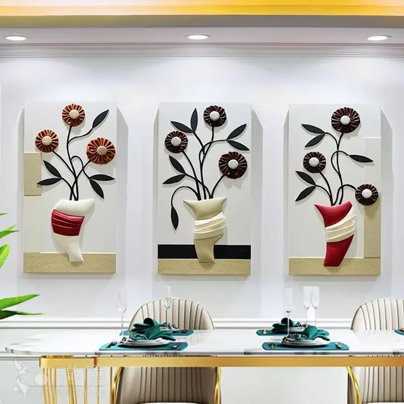 Leather Decor Painting 3D Home Furnishings Art Decor Restaurant Background Wall Three-connection Mural Painting
