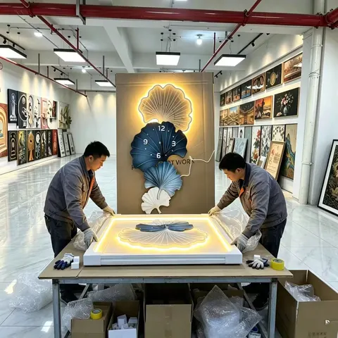 银杏 单幅 装饰画 轻奢风 客厅背景墙挂画 LED带灯画