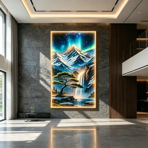 LED Decorative Painting, Glowing Landscape LED Wall Art, Luxury Hallway Home Decoration Light Painting
