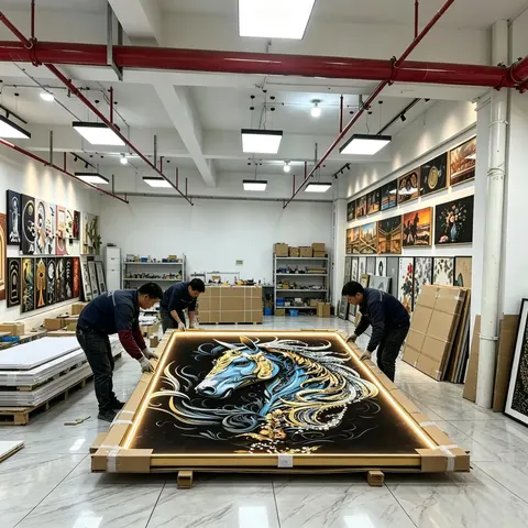 动物 单幅 装饰画 轻奢风 玄关背景墙挂画 LED带灯画