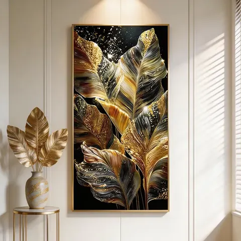 植物 单幅 装饰画 轻奢风 玄关背景墙挂画 LED带灯画