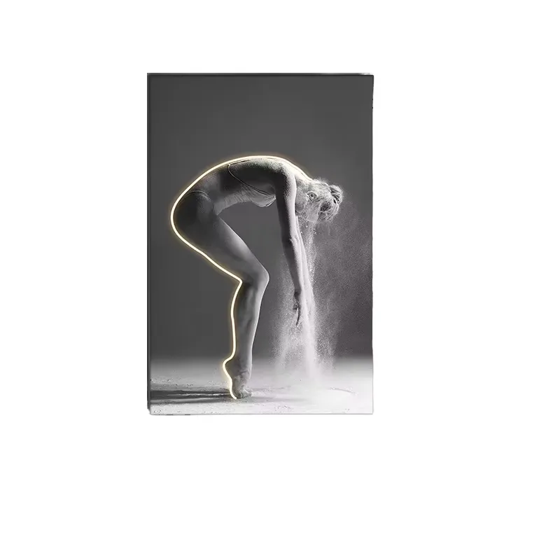 LED Lighting Luxury Women Hanging Figure Portrait Paintings Modern Canvas Porch Decorative Corridor Yoga Living Room Sofa