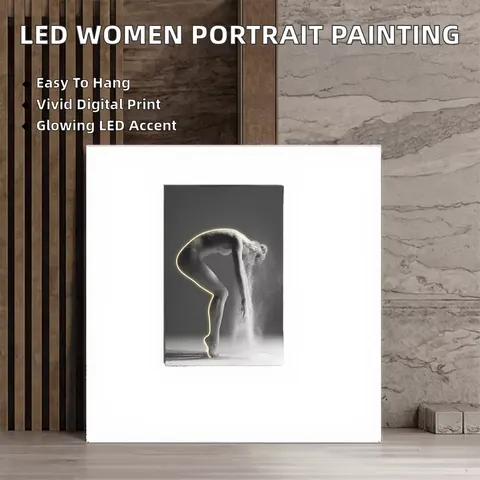 LED Lighting Luxury Women Hanging Figure Portrait Paintings Modern Canvas Porch Decorative Corridor Yoga Living Room Sofa
