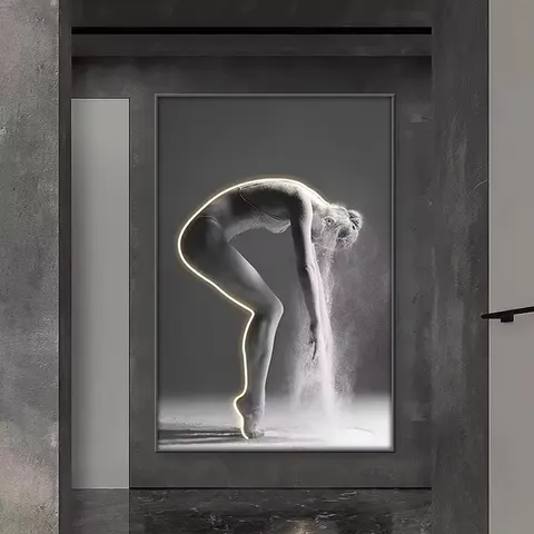 LED Lighting Luxury Women Hanging Figure Portrait Paintings Modern Canvas Porch Decorative Corridor Yoga Living Room Sofa