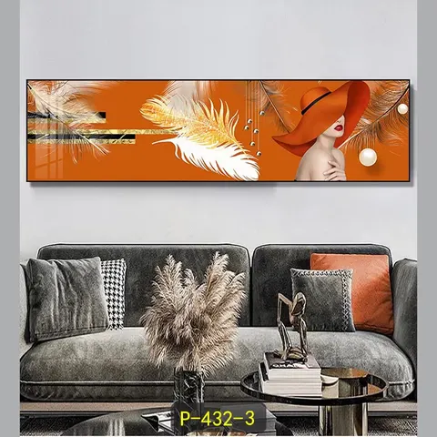 Led Painting Crystal Porcelain Painting Girl and Feathers Light Luxury High-End Mural Bedside Painting Decorative