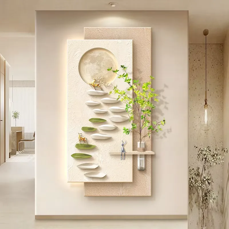 植物 单幅 装饰画 现代简约 玄关背景墙挂画 LED带灯画