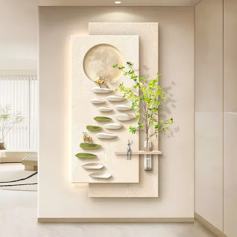 植物 单幅 装饰画 现代简约 玄关背景墙挂画 LED带灯画
