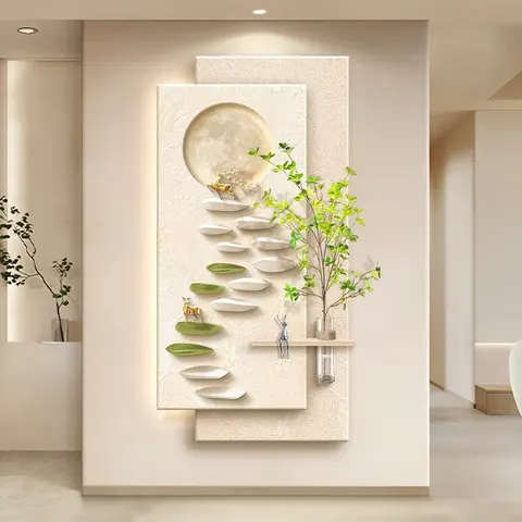 植物 单幅 装饰画 现代简约 玄关背景墙挂画 LED带灯画
