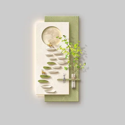 植物 单幅 装饰画 现代简约 玄关背景墙挂画 LED带灯画