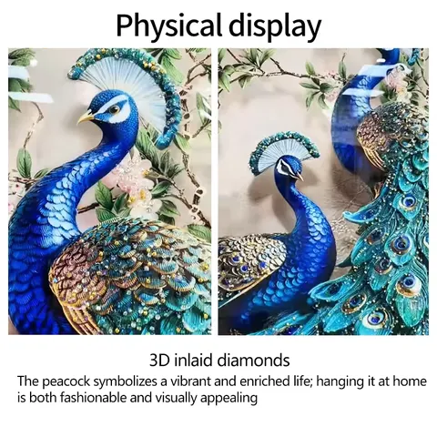 孔雀 单幅 装饰画 现代简约 玄关背景墙挂画 LED带灯画