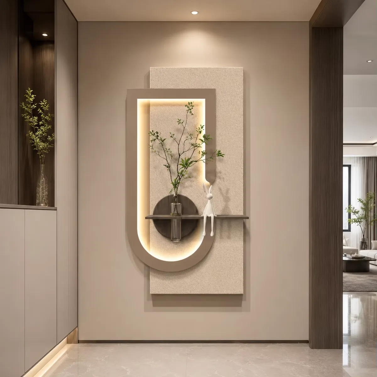 Led Sandstone Painting Modern Minimalist Frameless Hydroponic Greenery Entryway Decorative Painting LED Decorative Painting