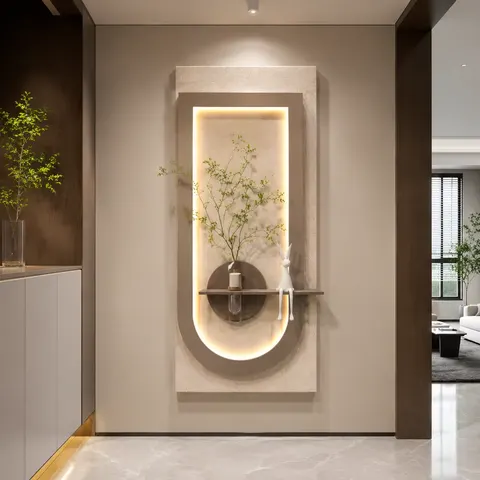 Led Sandstone Painting Modern Minimalist Frameless Hydroponic Greenery Entryway Decorative Painting LED Decorative Painting