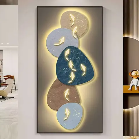 抽象 单幅 装饰画 轻奢风 玄关背景墙挂画 LED带灯画