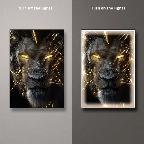 Light Luxury Animal Decorative Painting Black Gold Leopard Led Luminous Mural High-grade Atmosphere Corridor Crystal Painting