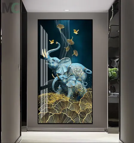 Light Luxury Animal Painting the Elephant Porch Crystal Painting Living Room Corridor Background Wall Home Decor Paintings