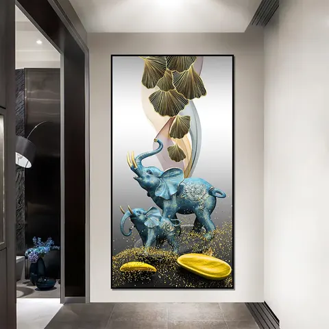 动物 单幅 装饰画 轻奢风 玄关背景墙挂画 晶瓷画