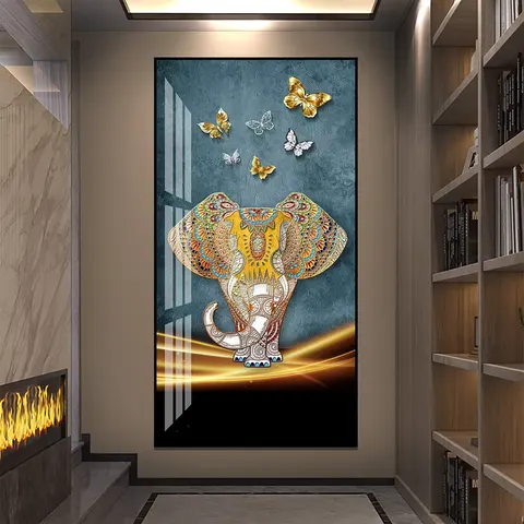 动物 单幅 装饰画 轻奢风 玄关背景墙挂画 晶瓷画