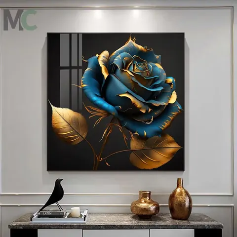 Light Luxury Atmosphere Restaurant Crystal Porcelain Painting Living Room Background Wall Rose Flower Wall Art Home Decor