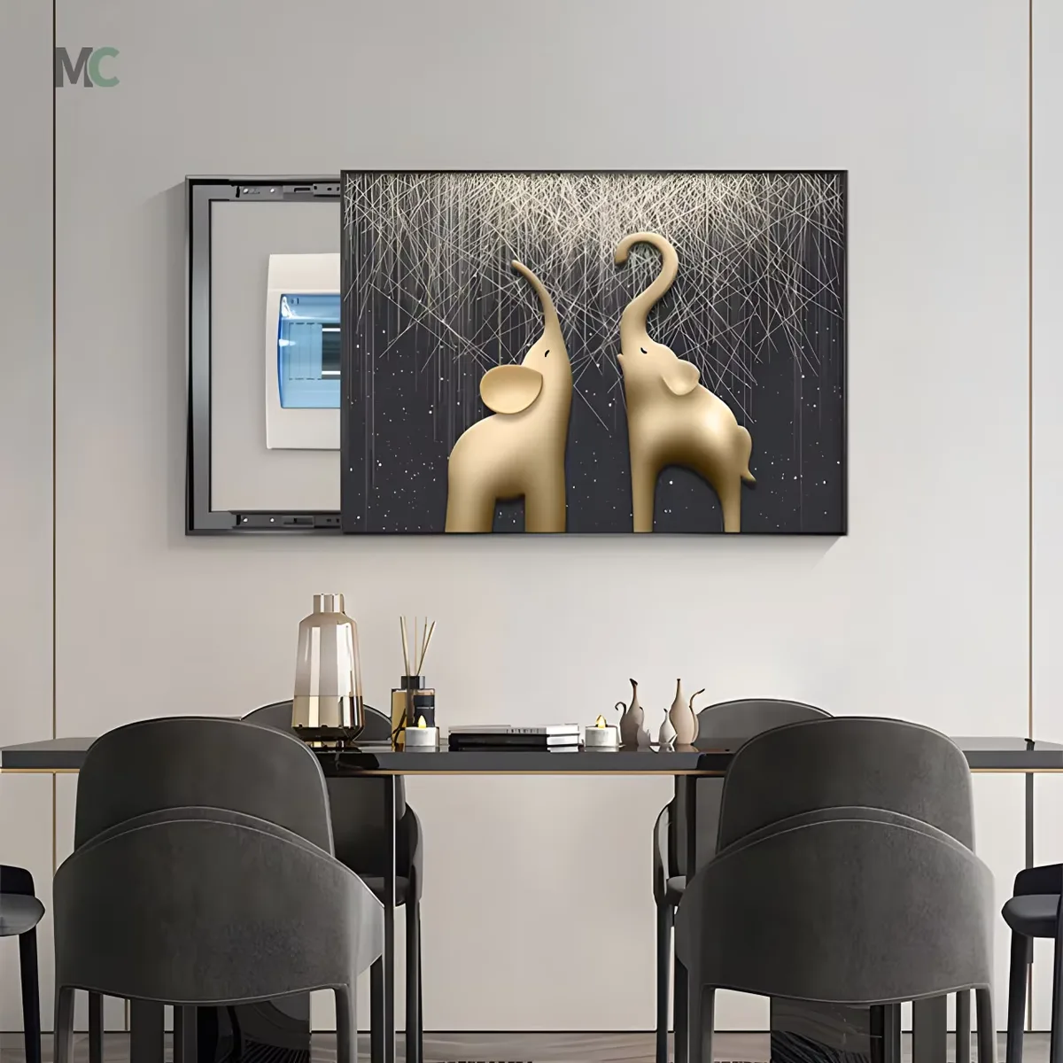 Light Luxury Electric Box Cover Wall Decoration Painting Punch Free Elephant Distribution Box Switch Cover up Hanging Pictures
