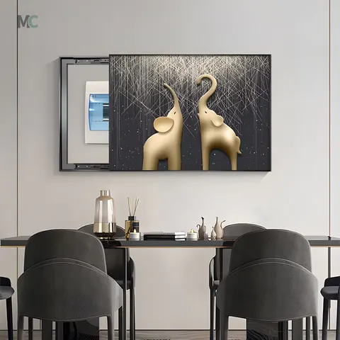 Light Luxury Electric Box Cover Wall Decoration Painting Punch Free Elephant Distribution Box Switch Cover up Hanging Pictures