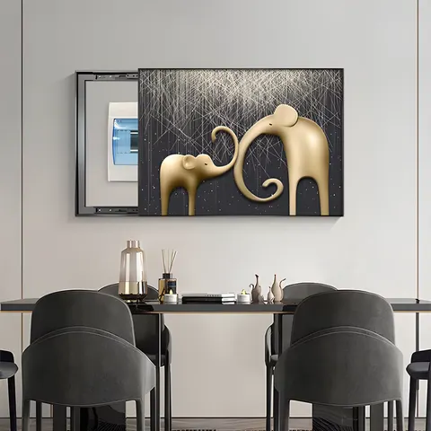 Light Luxury Electric Box Cover Wall Decoration Painting Punch Free Elephant Distribution Box Switch Cover up Hanging Pictures