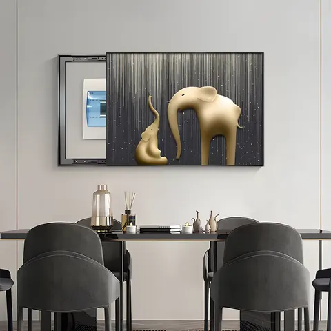 Light Luxury Electric Box Cover Wall Decoration Painting Punch Free Elephant Distribution Box Switch Cover up Hanging Pictures