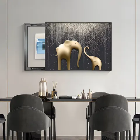Light Luxury Electric Box Cover Wall Decoration Painting Punch Free Elephant Distribution Box Switch Cover up Hanging Pictures