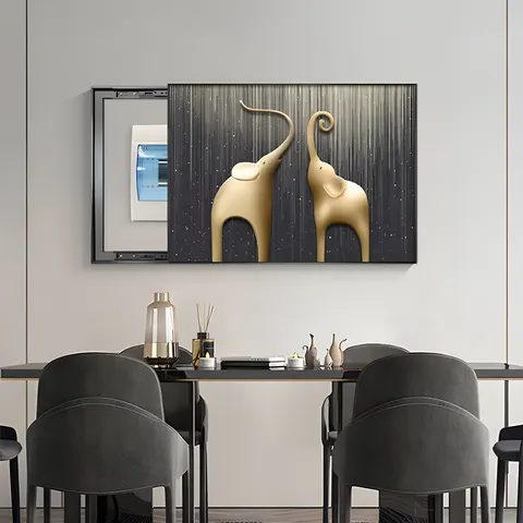 Light Luxury Electric Box Cover Wall Decoration Painting Punch Free Elephant Distribution Box Switch Cover up Hanging Pictures