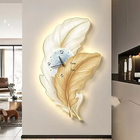 Light Luxury Feather Crystal Porcelain Painting Wall Art LED Light Painting  Paintings and Wall Arts Home Decor