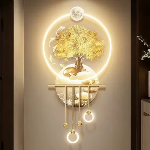 植物 单幅 装饰画 轻奢风 玄关背景墙挂画 LED带灯画