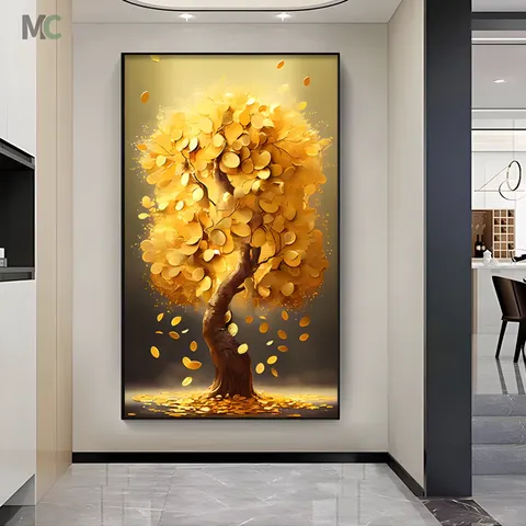 Light Luxury Gold Art Porch Wall Decoration Painting Hotel Lobby Corridor Crystal Porcelain Painting