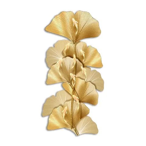 Light Luxury Gold Ginkgo Biloba Porch Crystal Porcelain Decor Painting Wall Art LED Light Painting Home Decor Paintings